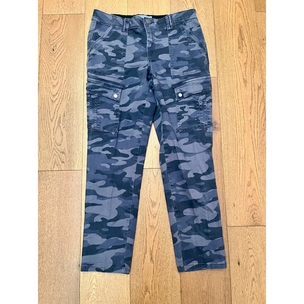 Wit & Wisdom Ab-solution Grey Blue Camo Cargo Pants Womens Size 8 Straight Leg